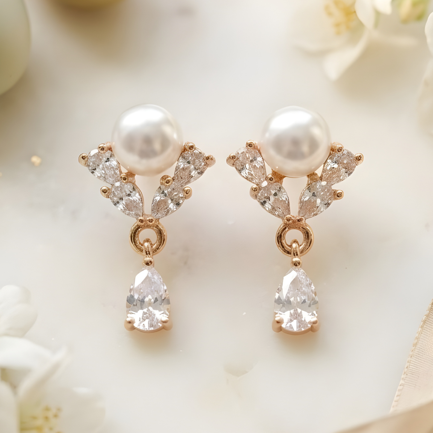 Pearl Bloom Drop Earrings