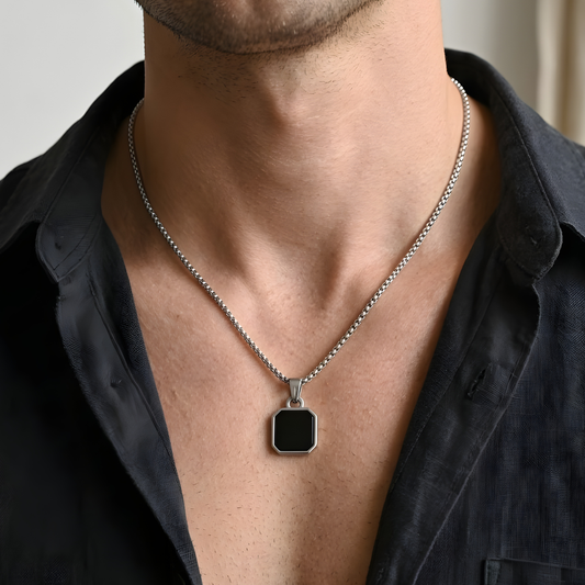 Black Onyx Pendant Necklace For Men