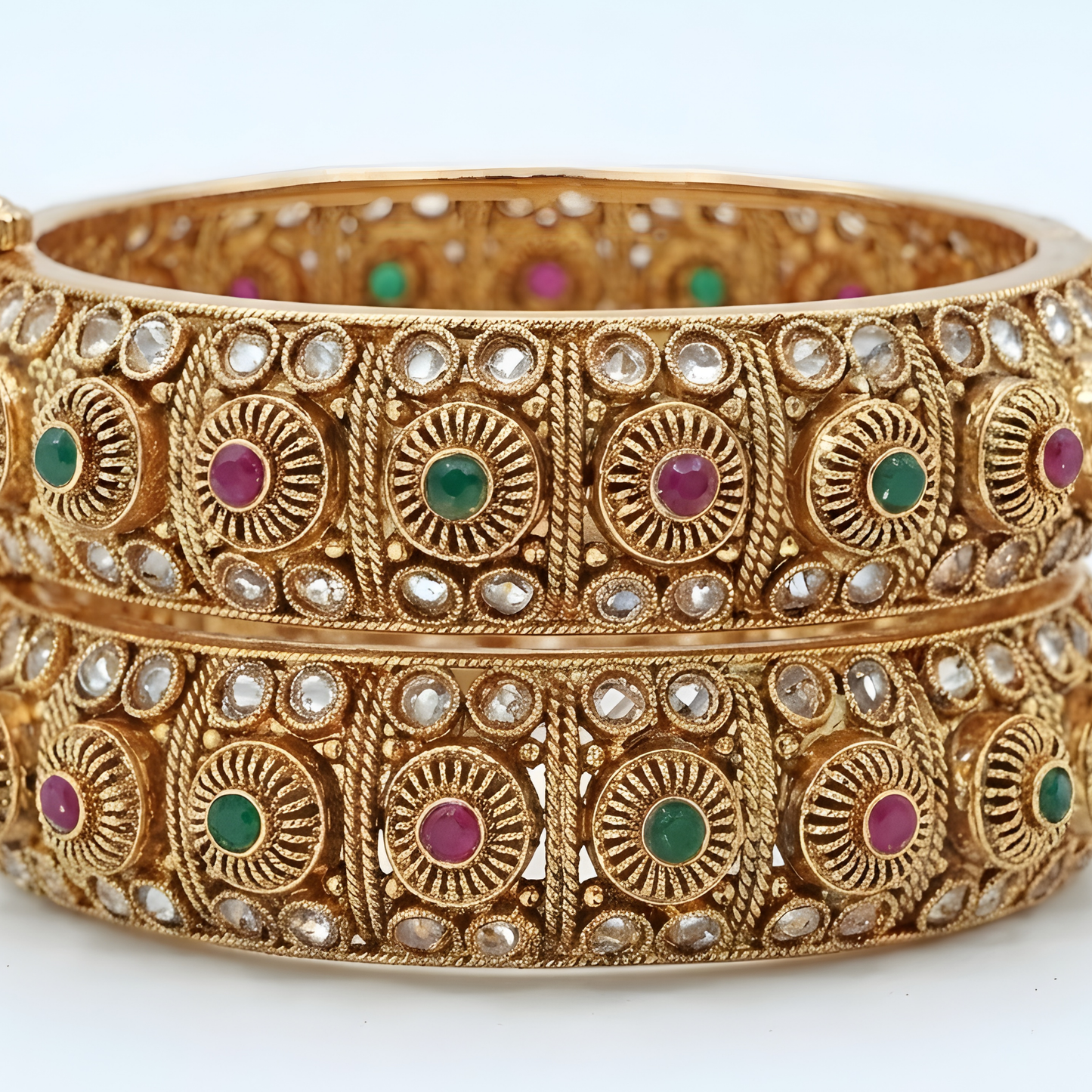 Gold Plated Kundan Kada Bangles