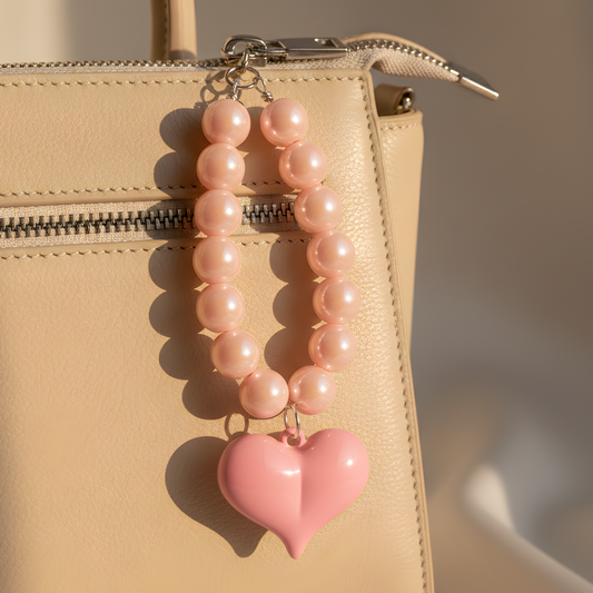 Pink Pearl Heart Charm For Phone & Bags