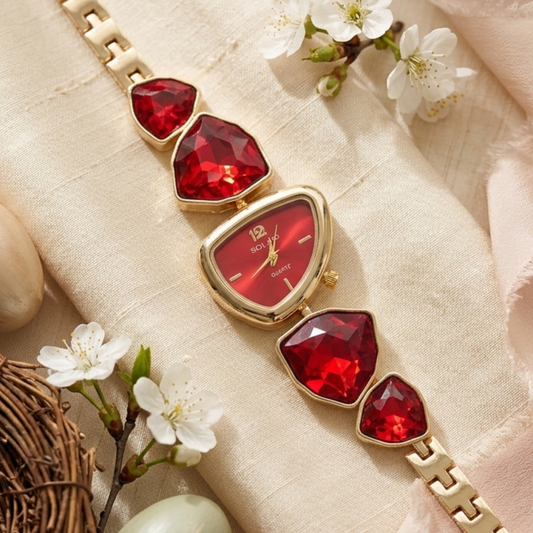 Gold Toned Crystal Bracelet Watch