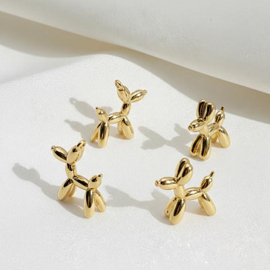 Gold Balloon Dog Charm For Bracelet Necklace
