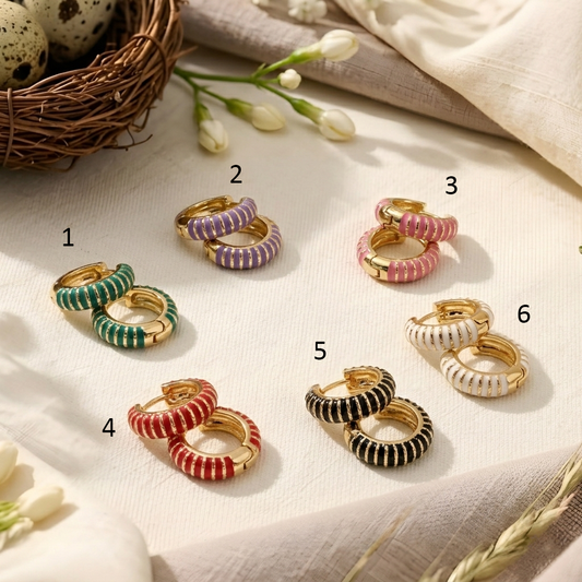 Colorful Enamel Hoop Earrings for Women