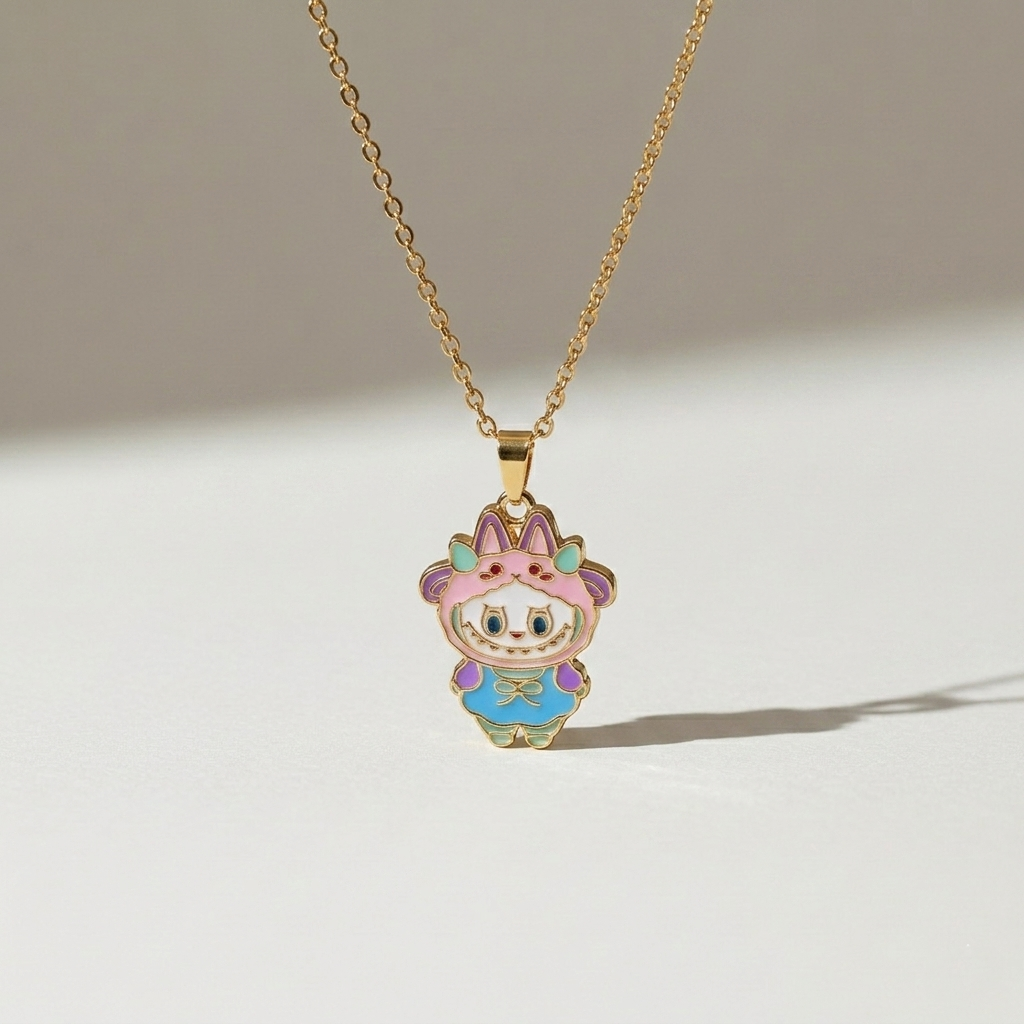 Kawaii Enamel Character Pendant Necklace