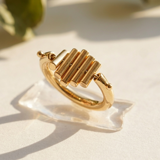 Gold Plated Geometric Bar Ring