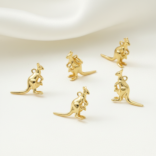 Gold Kangaroo Charm – Cute Australian Animal Pendant