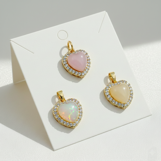 Gold Heart Gemstone Charm