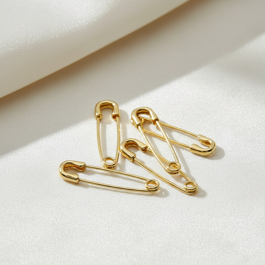 Gold Safety Pin Charm Pendant