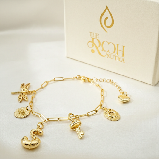 Personalised Gold Charm Bracelet | Initial, Heart & Symbol Charms