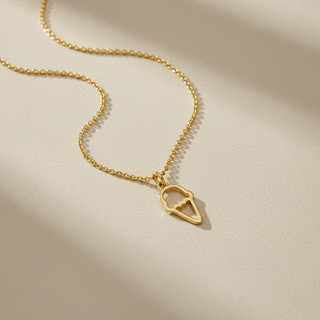 Gold Ice Cream Charm Necklace