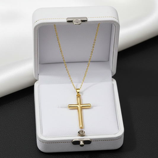 Yellow Gold Cross Charm Necklace
