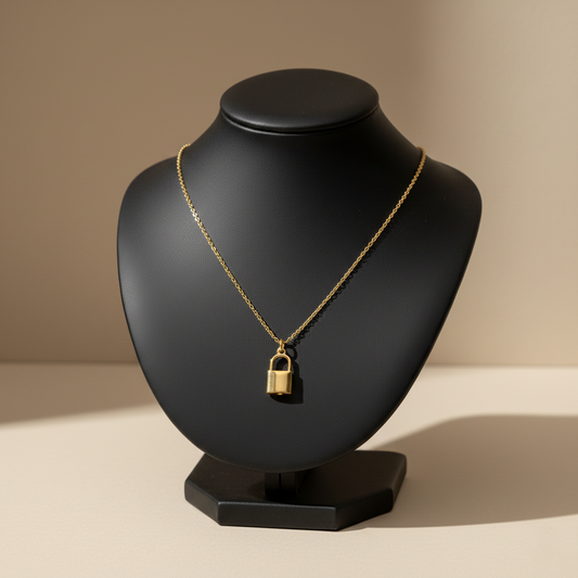 Yellow Gold Lock Pendant Necklace