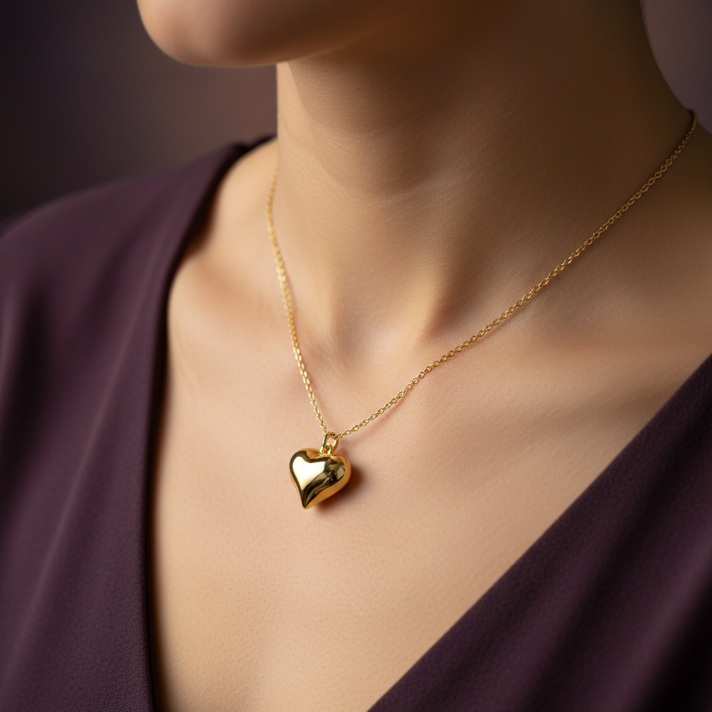 Gold Heart Necklace - Custom Charm Necklace