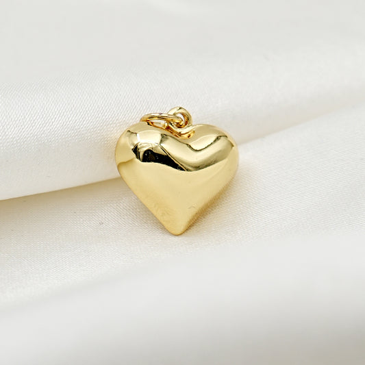 Polished Gold Puffy Heart Charm