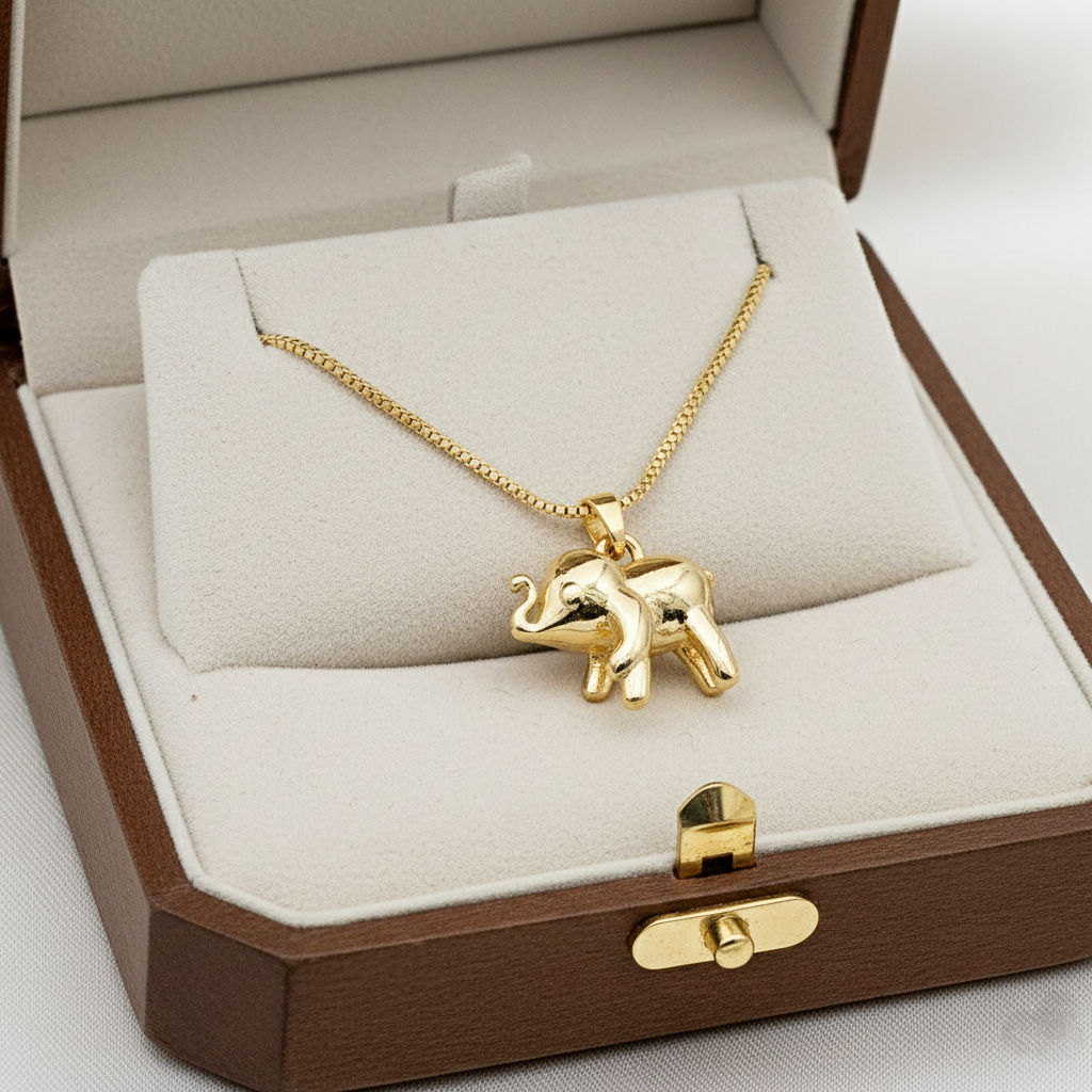 Gold Elephant Pendant Necklace