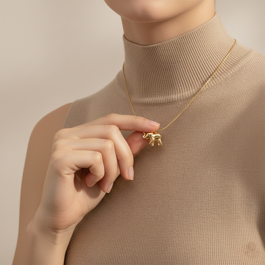 Gold Elephant Pendant Necklace