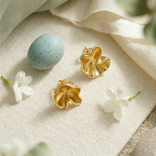 Gold Flower Stud Earrings
