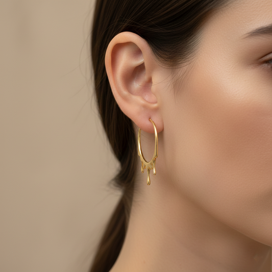 Gold Dripping Hoop Earrings