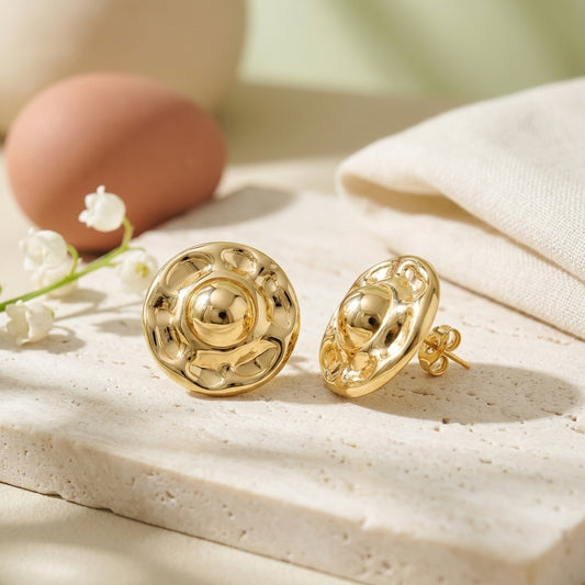 Vintage Gold Dome Stud Earrings
