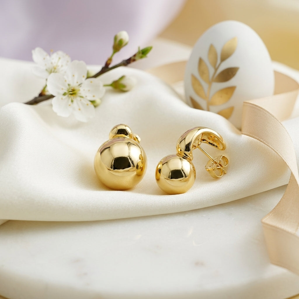 Celestial Gold Sphere Drop Earrings
