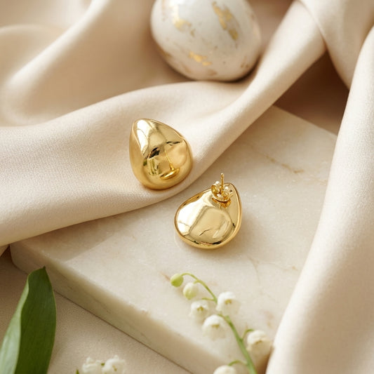 Gold Dome Stud Earrings