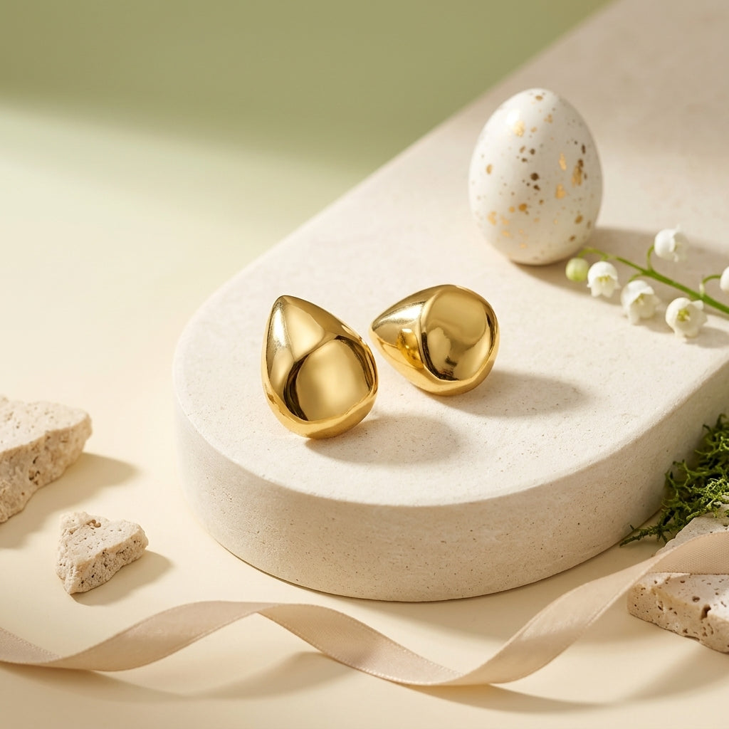 Gold Dome Stud Earrings