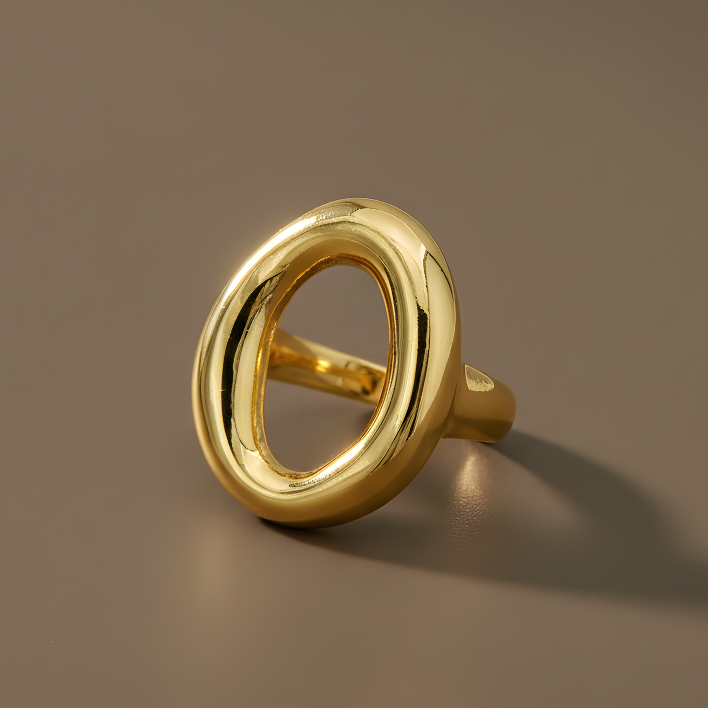 Gold Open Oval Statement Ring