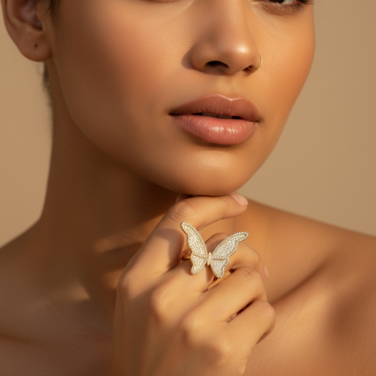 Moissanite Diamond Butterfly Ring