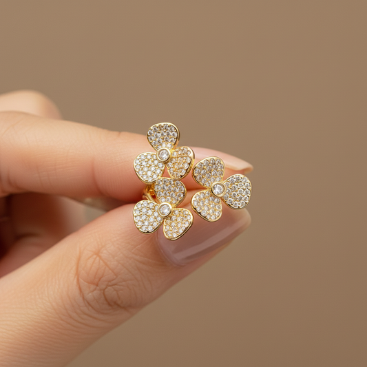 Moissanite Three Flower Ring