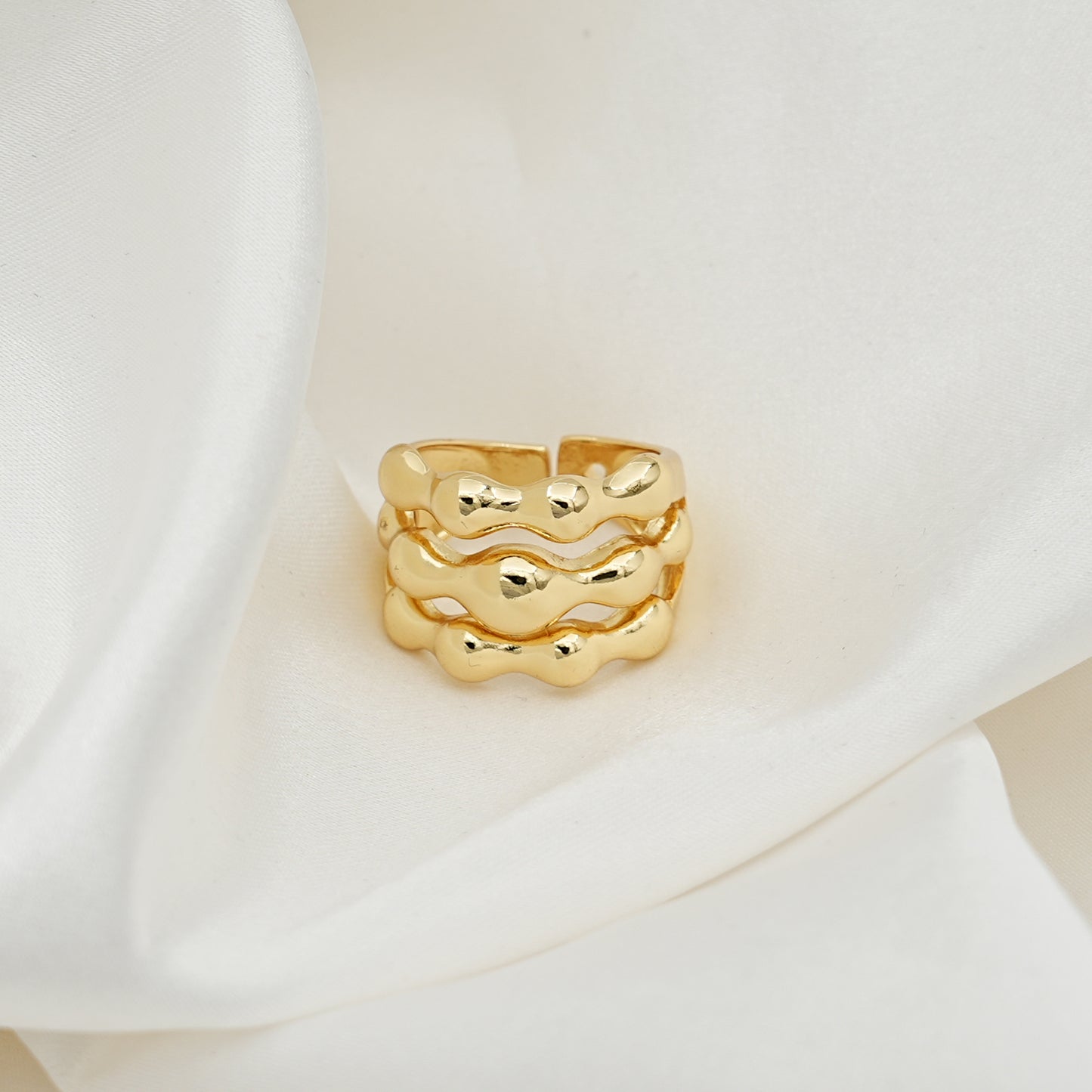 Bold Gold Wave Band Ring