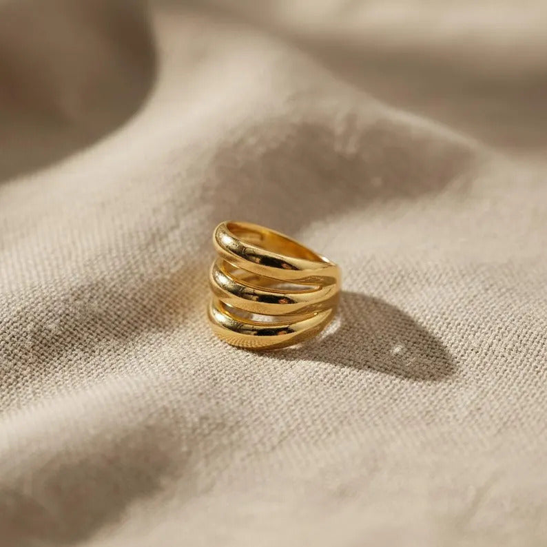 Gold Triple Band Open Ring