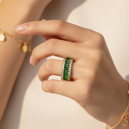 Emerald Baguette Half Eternity Ring