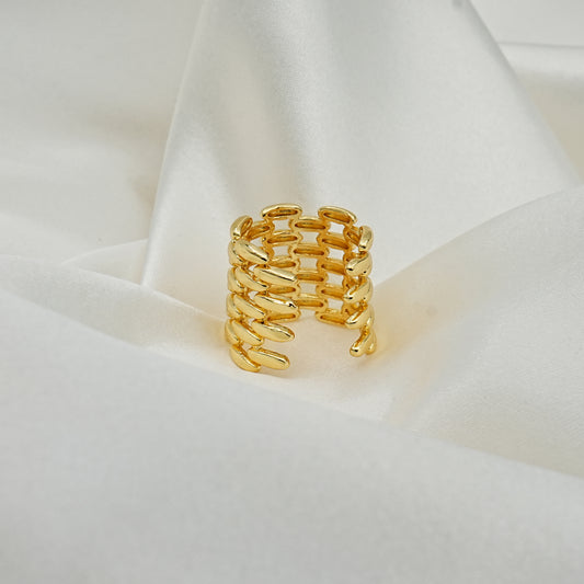 Gold Link Chain Statement Ring