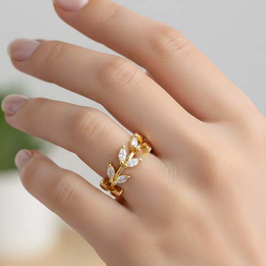 Adjustable Gold Leaf Ring