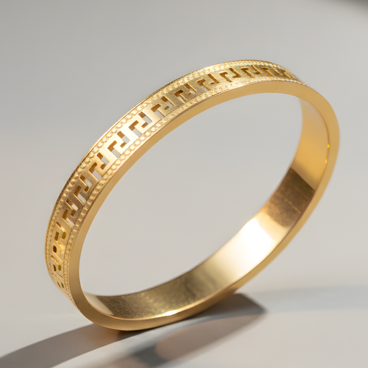 Greek Key Pattern Bangle Bracelet