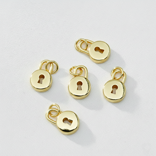 Gold Mini Lock Charm For Bracelet Necklace