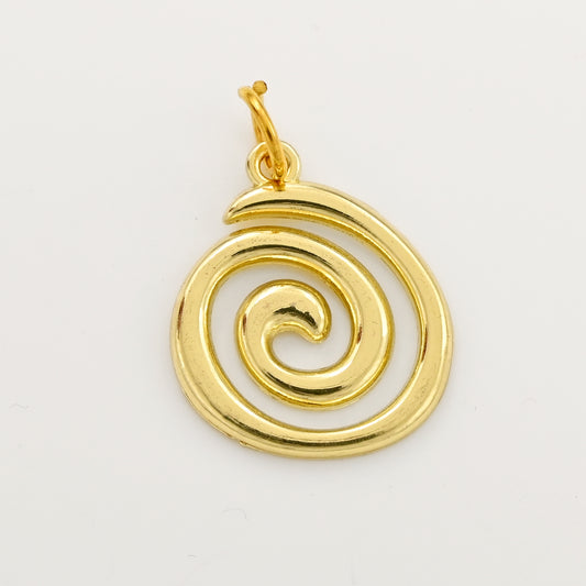 Gold Plated Spiral Swirl Charm Pendant