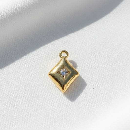 Gold Starburst Diamond Charm with Crystal