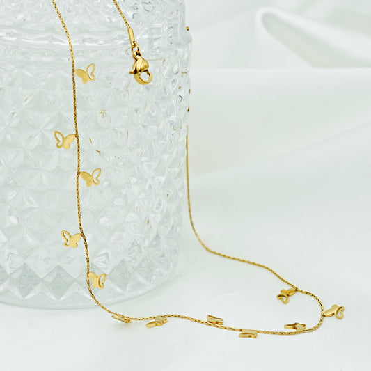 Gold Butterfly Station Necklace
