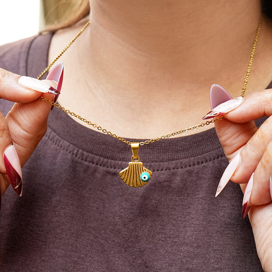 Shell Evil Eye Pendant Necklace