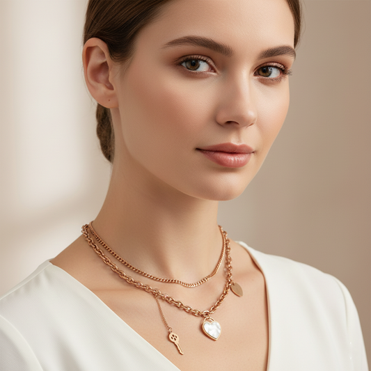 Rose Gold Layered Chain Necklace