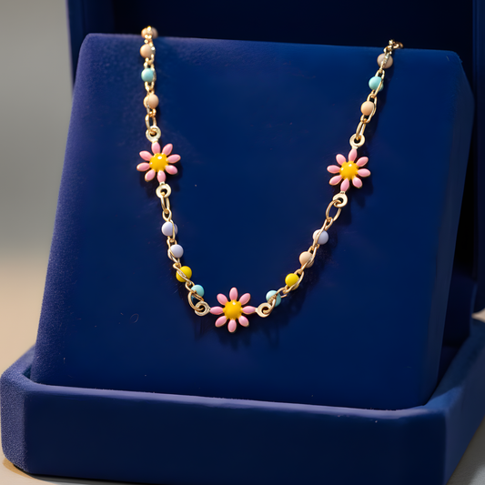 Pastel Daisy Charm Necklace