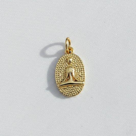 Gold Plated Meditation Pose Oval Charm