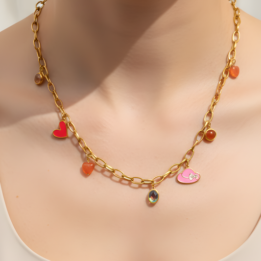 Whimsical Multi-Charm Gold Necklace