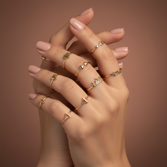 Minimal Gold Ring Collection – Dainty Adjustable Stackable Rings