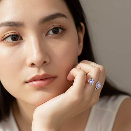 Delicate Pearl Flower Open Ring