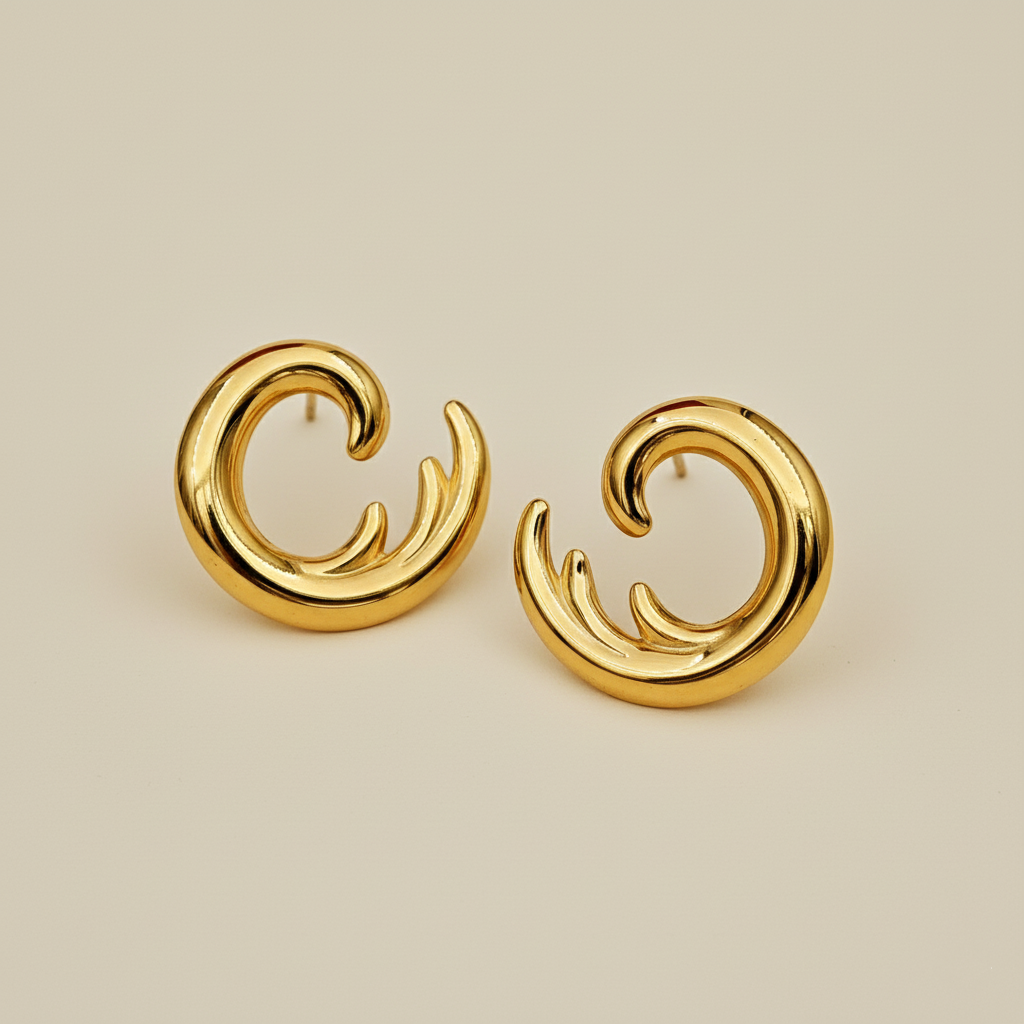 Gold Swirl Stud Earrings