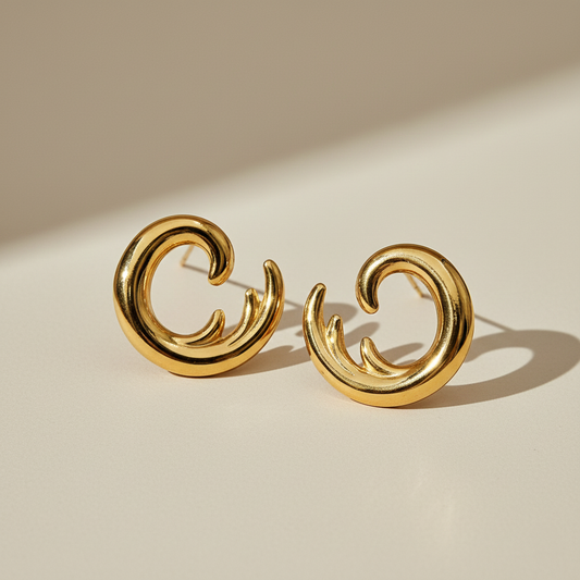 Gold Swirl Stud Earrings