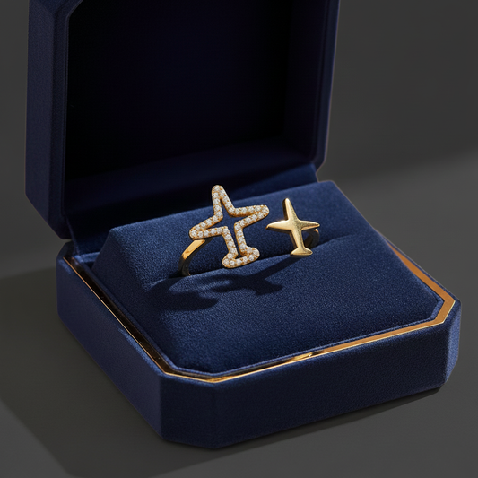 Gold Airplane Open Ring