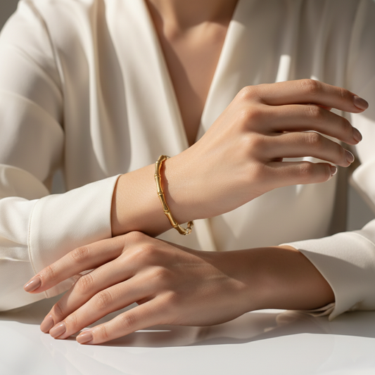 Gold Bamboo-Style Bangle